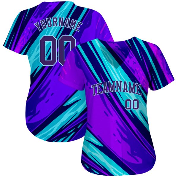 Custom 3D Pattern Design Abstract Pattern For Sport Team Authentic Baseball Jersey - Image 2