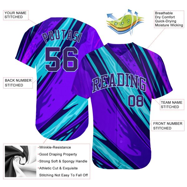 Custom 3D Pattern Design Abstract Pattern For Sport Team Authentic Baseball Jersey - Image 3