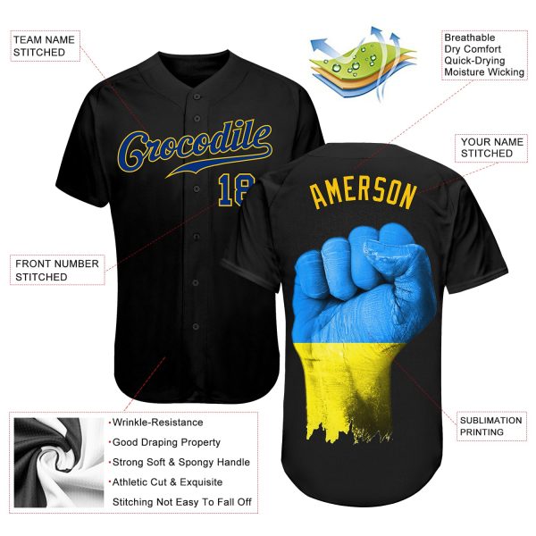 Custom 3D Pattern Design Solidarity With Ukraine Patriotic And Togetherness Authentic Baseball Jersey - Image 3