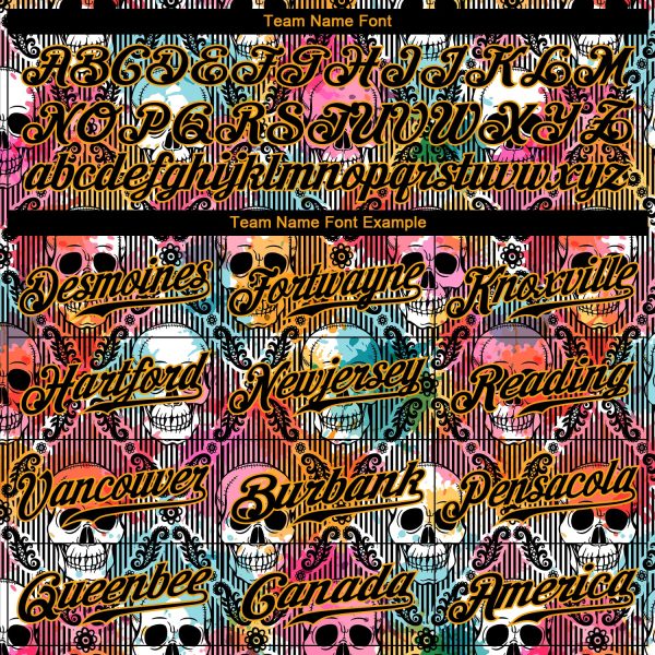 Custom 3D Pattern Halloween Skulls Authentic Baseball Jersey - Image 4