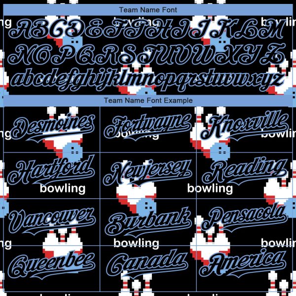 Custom Black Light Blue 3D Pattern Design Bowling Authentic Baseball Jersey - Image 4