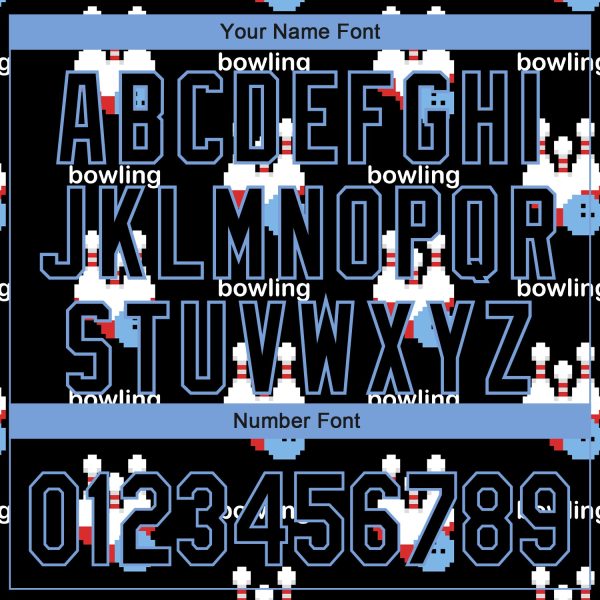 Custom Black Light Blue 3D Pattern Design Bowling Authentic Baseball Jersey - Image 5