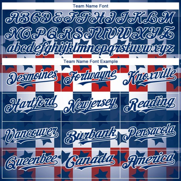 Custom Royal Red-White 3D American Flag Authentic Baseball Jersey - Image 4