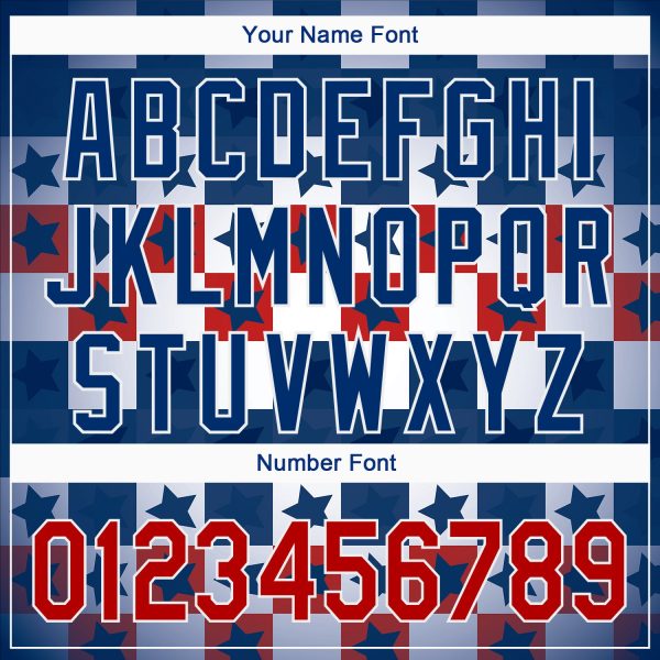 Custom Royal Red-White 3D American Flag Authentic Baseball Jersey - Image 5