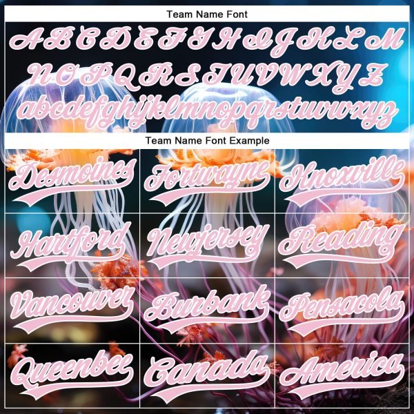 Custom Black Light Pink-White 3D Pattern Design Jellyfish Underwater Life Authentic Baseball Jersey - Image 4