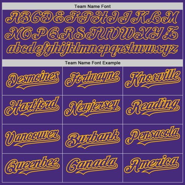 Custom Purple Gold 3D Pattern Design Abstract Splatter Grunge Art Authentic Baseball Jersey - Image 4