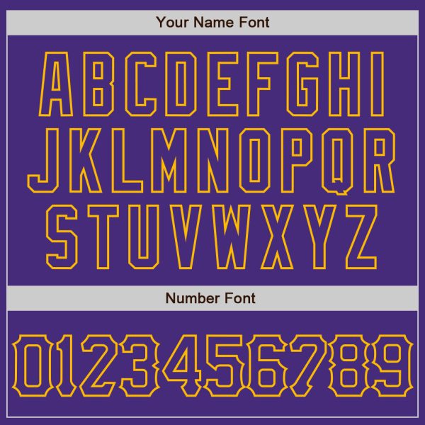 Custom Purple Gold 3D Pattern Design Abstract Splatter Grunge Art Authentic Baseball Jersey - Image 5
