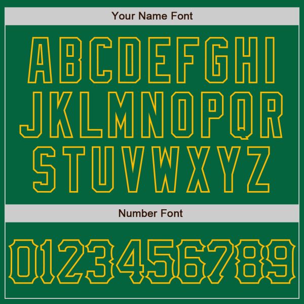 Custom Kelly Green Gold 3D Pattern Design Abstract Splatter Grunge Art Authentic Baseball Jersey - Image 5