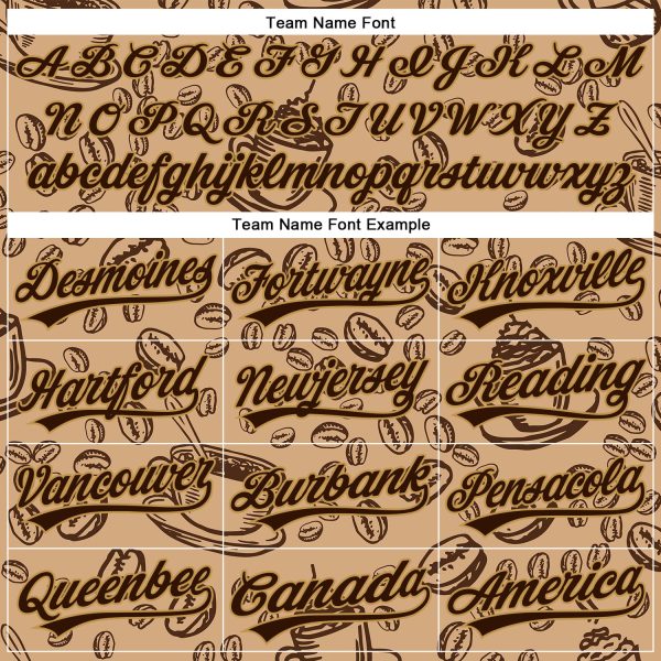 Custom Brown Old Gold 3D Pattern Design International Coffee Day Authentic Baseball Jersey - Image 4