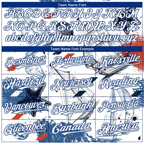 Custom White Royal 3D Pattern Design Sailing Boats Authentic Baseball Jersey - Image 4
