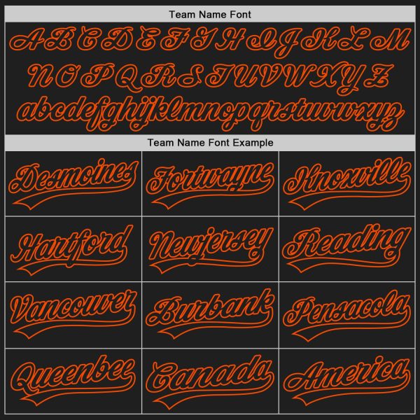 Custom Black Orange 3D Pattern Design Abstract Network Authentic Baseball Jersey - Image 4