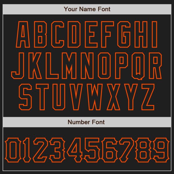 Custom Black Orange 3D Pattern Design Abstract Network Authentic Baseball Jersey - Image 5