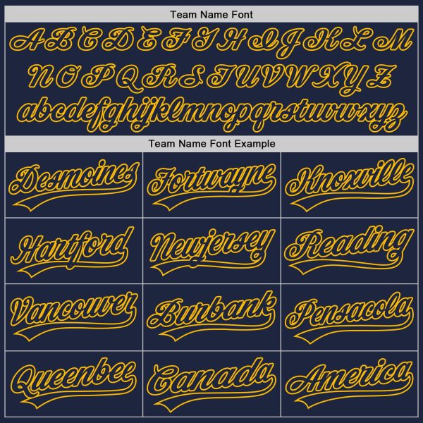 Custom Navy Gold 3D Pattern Design Curve Lines Authentic Baseball Jersey - Image 4