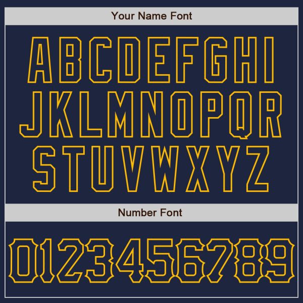 Custom Navy Gold 3D Pattern Design Curve Lines Authentic Baseball Jersey - Image 5