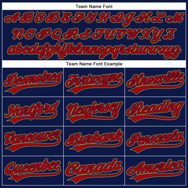 Custom Navy Red-Old Gold 3D Pattern Design Curve Solid Authentic Baseball Jersey - Image 4