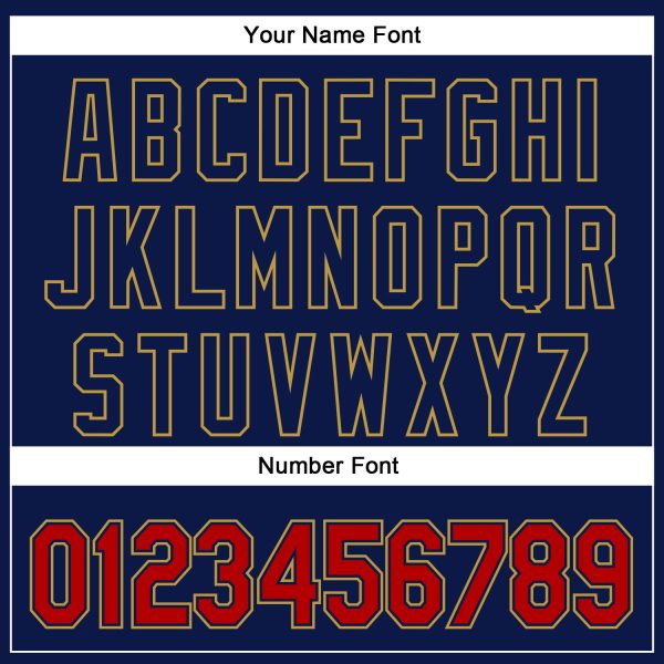 Custom Navy Red-Old Gold 3D Pattern Design Curve Solid Authentic Baseball Jersey - Image 5