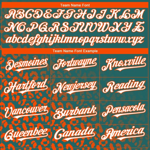 Custom Teal White-Orange 3D Pattern Design Leopard Print Fade Fashion Authentic Baseball Jersey - Image 4