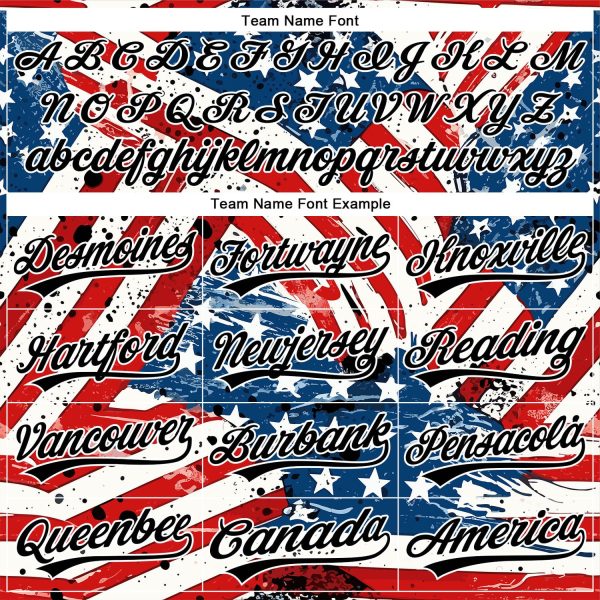 Custom White Black Royal-Red 3D American Flag Patriotic Authentic Baseball Jersey - Image 4