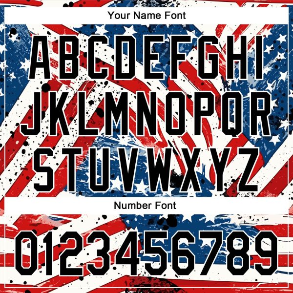 Custom White Black Royal-Red 3D American Flag Patriotic Authentic Baseball Jersey - Image 5