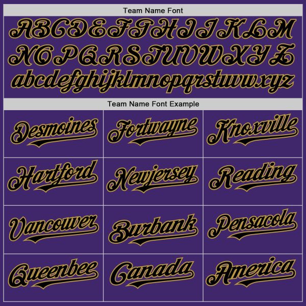 Custom Purple Black-Old Gold Line Authentic Baseball Jersey - Image 4