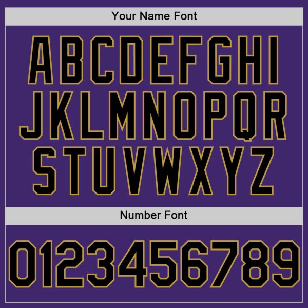 Custom Purple Black-Old Gold Line Authentic Baseball Jersey - Image 5