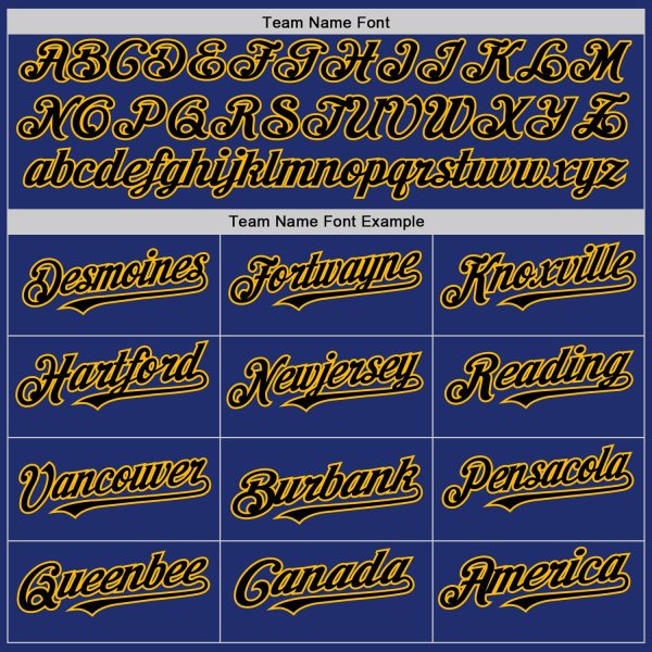 Custom Royal Black-Gold Line Authentic Baseball Jersey - Image 4