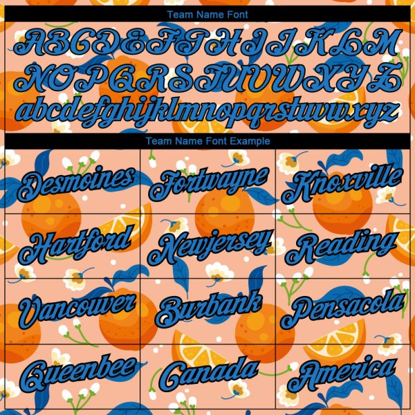 Custom Orange Blue-Black 3D Pattern Design Summer Holiday Fruit And Flower Performance T-Shirt - Image 3