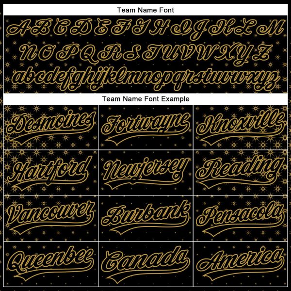 Custom Black Old Gold 3D Pattern Design Geometric Stars Authentic Baseball Jersey - Image 4