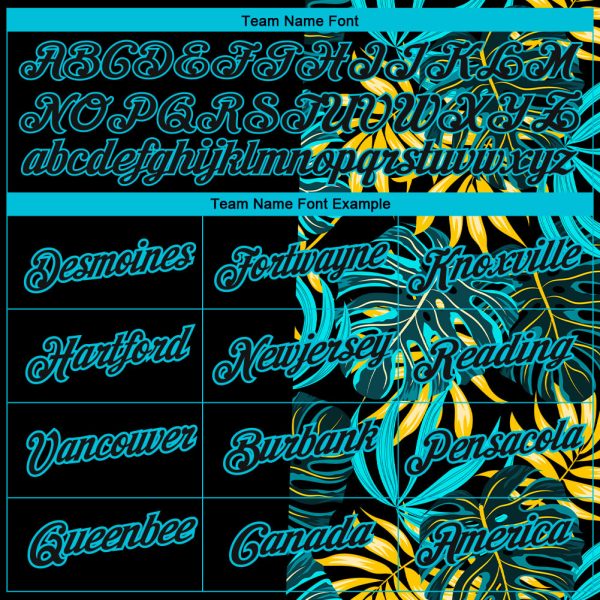 Custom Black Lakes Blue 3D Pattern Design Hawaii Tropical Palm Leaves Performance T-Shirt - Image 3