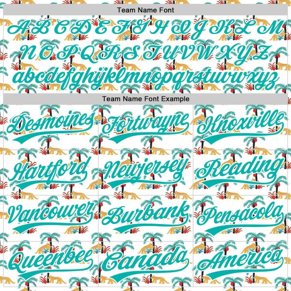 Custom White Aqua 3D Pattern Design Animal Leopard And Hawaii Palm Trees Authentic Baseball Jersey - Image 4