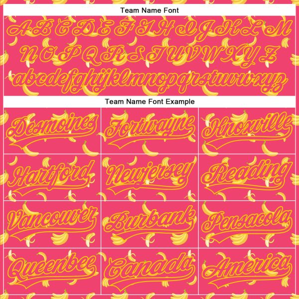 Custom Neon Pink Yellow 3D Pattern Design Fruit Banana Authentic Baseball Jersey - Image 4