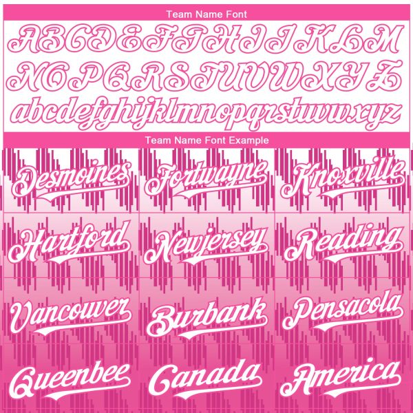 Custom White Pink 3D Pattern Design Lines Authentic Baseball Jersey - Image 4