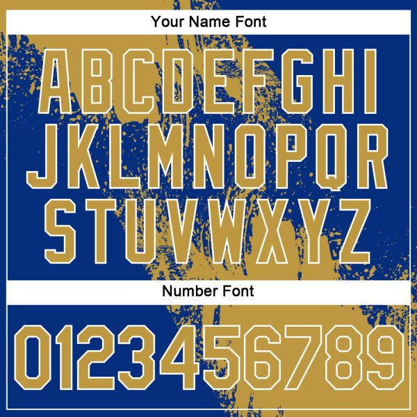 Custom Old Gold Royal-White 3D Pattern Design Abstract Brush Stroke Performance T-Shirt - Image 4