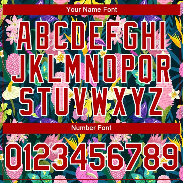 Custom Black Red-White 3D Pattern Design Tropical Anthurium Flower Authentic Baseball Jersey - Image 5