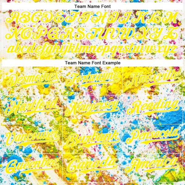 Custom Light Yellow White 3D Pattern Design Abstract Splatter Art Authentic Baseball Jersey - Image 4