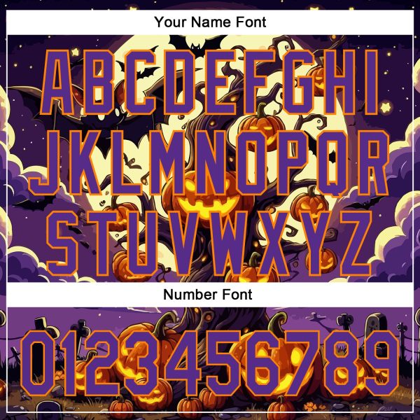 Custom Purple Bay Orange 3D Halloween Authentic Baseball Jersey - Image 5