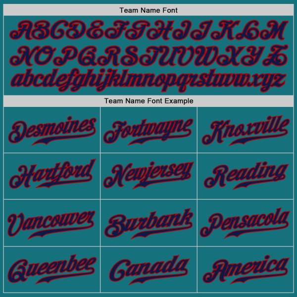Custom Teal Navy-Red Authentic Baseball Jersey - Image 4