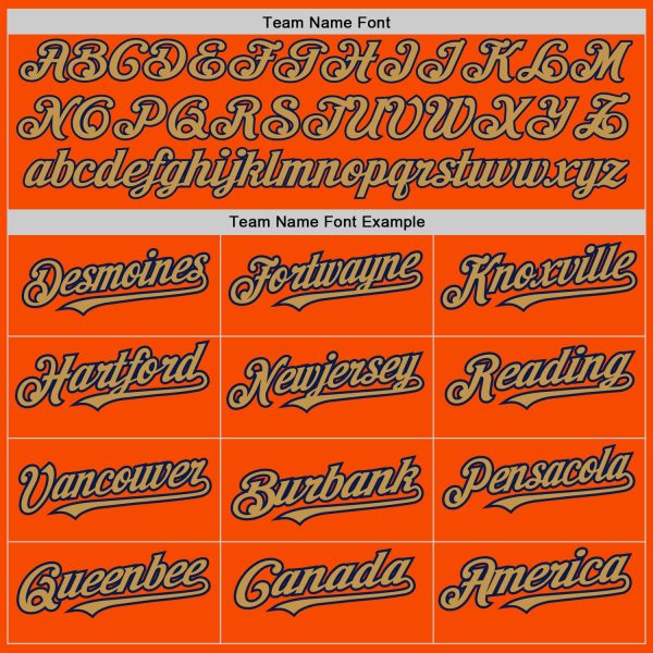 Custom Orange Old Gold-Navy 3 Colors Arm Shapes Authentic Baseball Jersey - Image 5