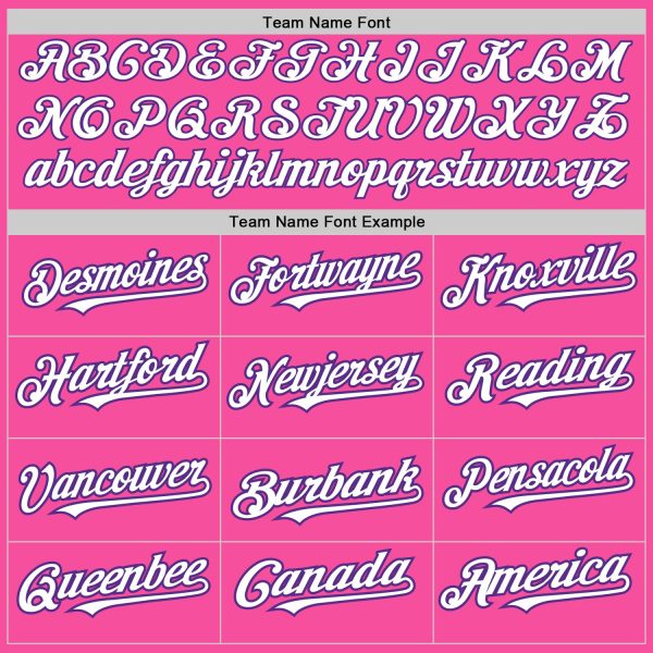 Custom Pink White-Purple 3 Colors Arm Shapes Authentic Baseball Jersey - Image 5