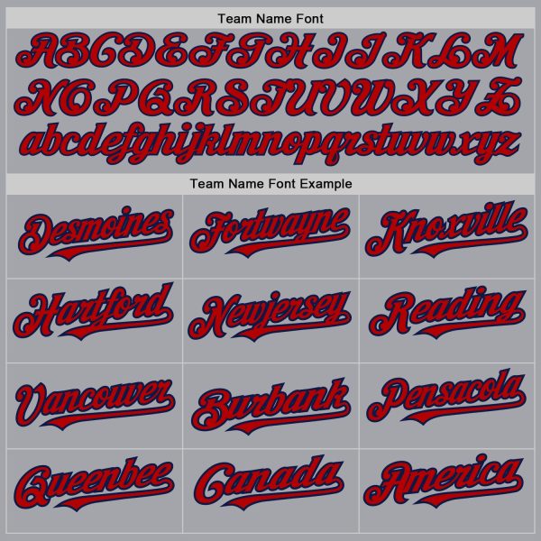 Custom Gray Red-Navy 3 Colors Arm Shapes Authentic Baseball Jersey - Image 5