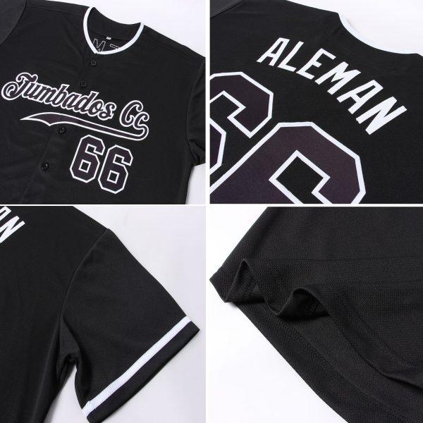 Custom Black Black-White Authentic Baseball Jersey - Image 6
