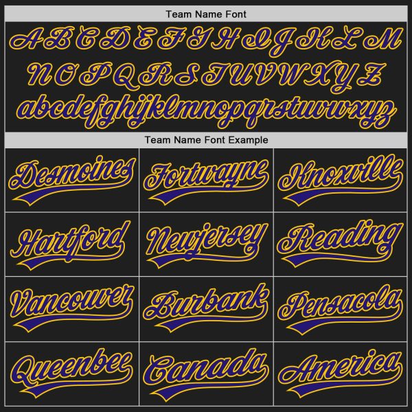 Custom Black Dark Purple-Gold Authentic Baseball Jersey - Image 4