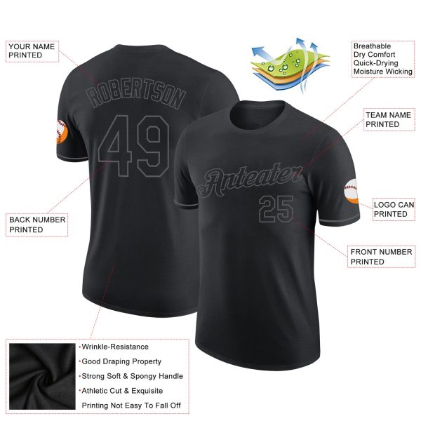 Custom Black Steel Gray Performance T-Shirt - Image 2