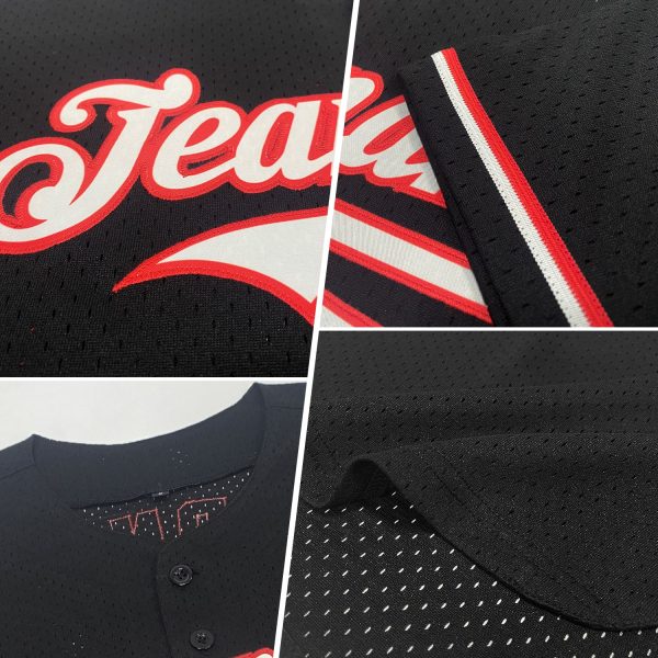 Custom Black Light Blue-White Mesh Authentic Throwback Baseball Jersey - Image 2
