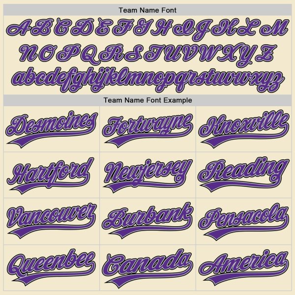 Custom Cream Purple Gray-Black Authentic Throwback Baseball Jersey - Image 4