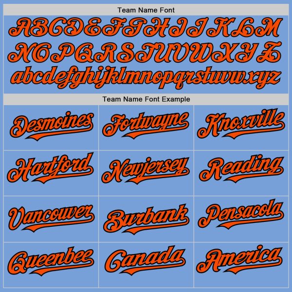 Custom Light Blue Pinstripe Orange-Black Authentic Fade Fashion Baseball Jersey - Image 5