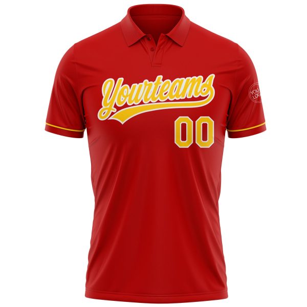 Custom Red Yellow-White Performance Vapor Golf Polo Shirt - Image 2