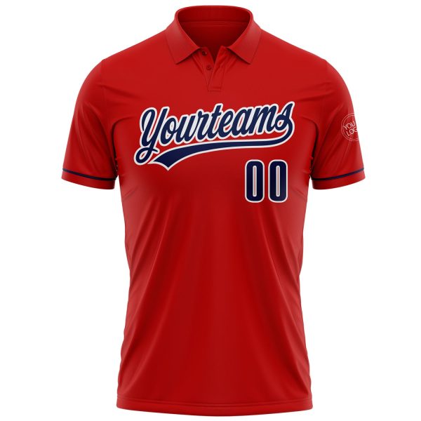 Custom Red Navy-White Performance Vapor Golf Polo Shirt - Image 2