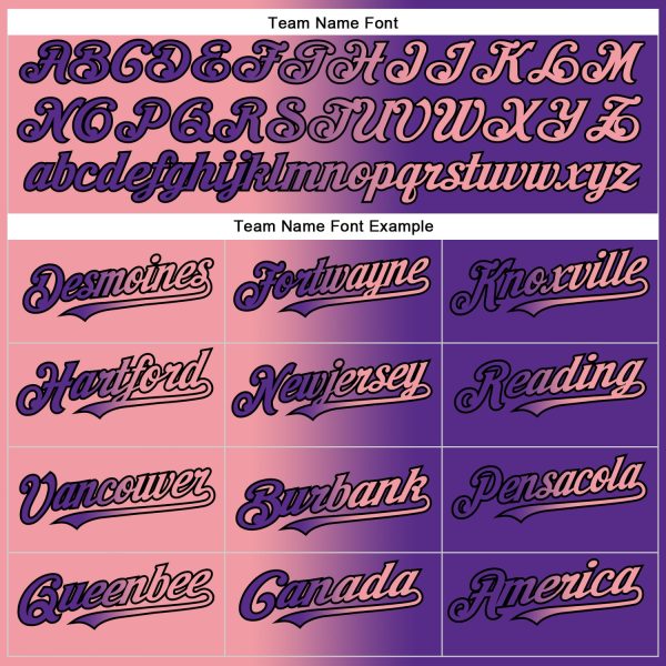 Custom Purple Medium Pink-Black Authentic Gradient Fashion Baseball Jersey - Image 4