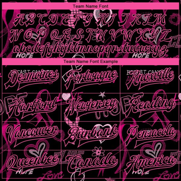 Custom Black Black Pink-Light Blue Pink Ribbon Breast Cancer Awareness 3D Pattern Design Bomber Full-Snap Varsity Letterman Jacket - Image 4